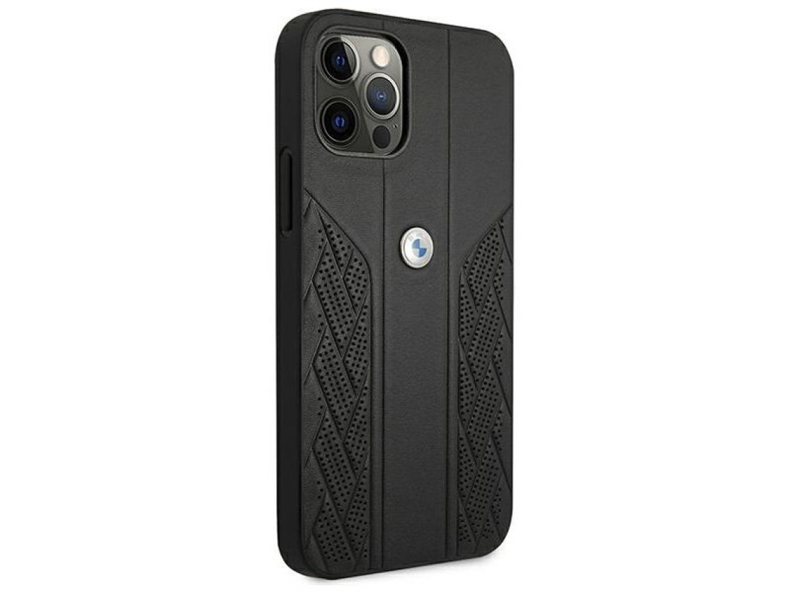 BMW Leather Curve Perforate Case for iPhone 12 Pro Max - Black