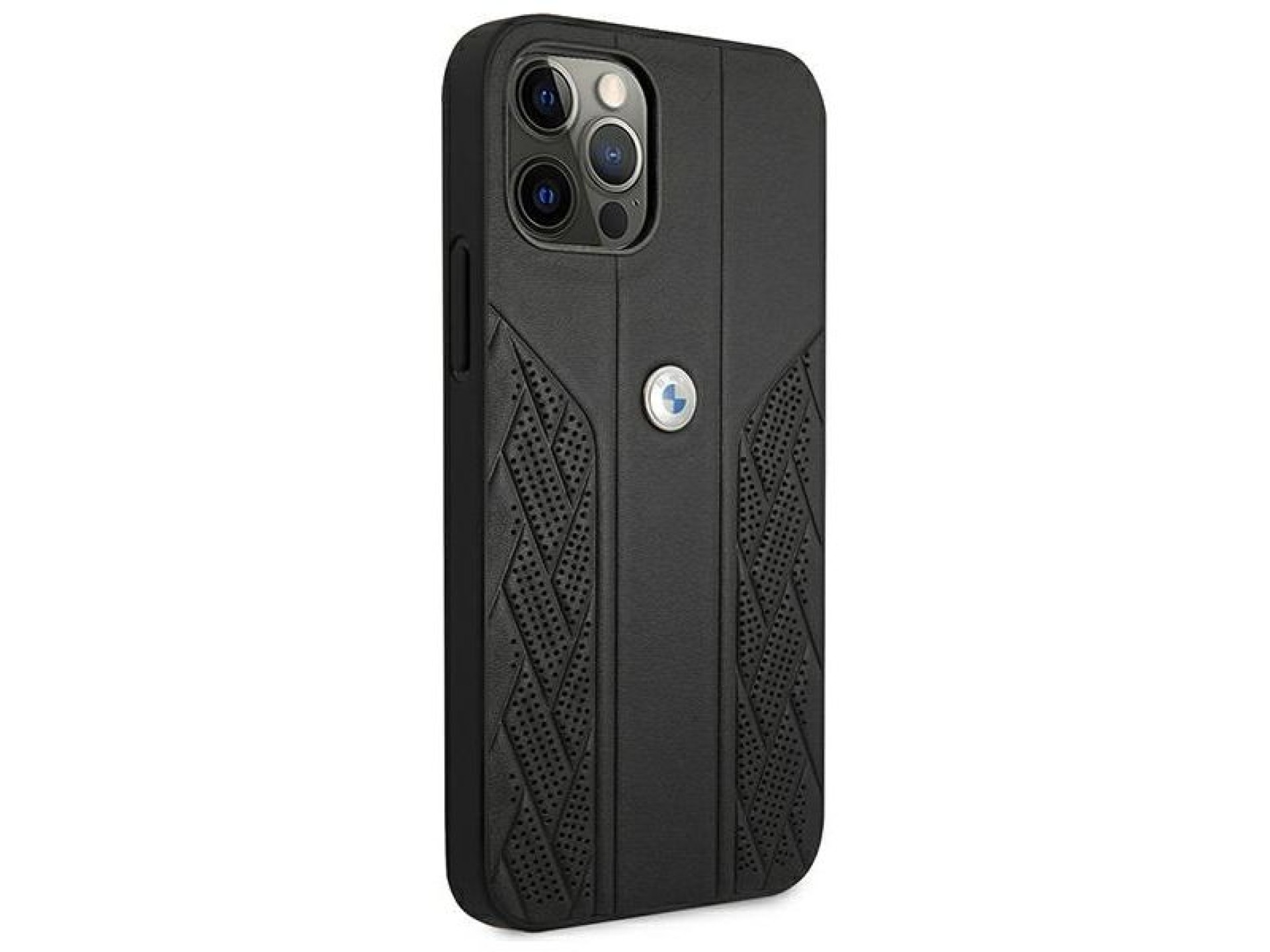 BMW Leather Curve Perforate Case for iPhone 12 Pro Max - Black