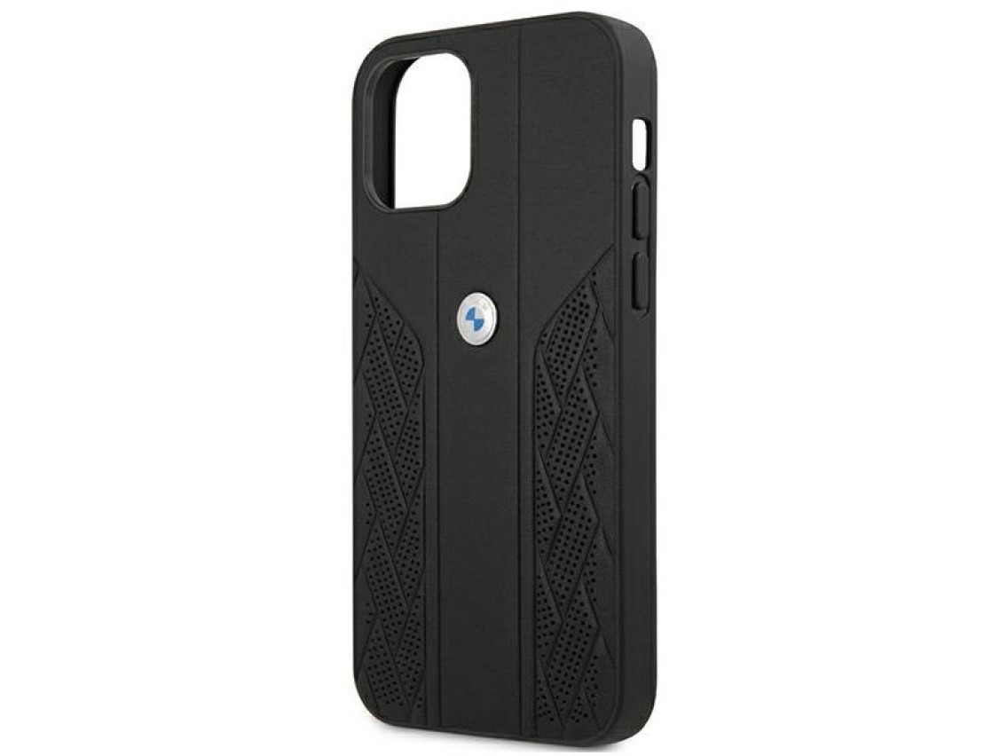 BMW Leather Curve Perforate Case for iPhone 12 Pro Max - Black