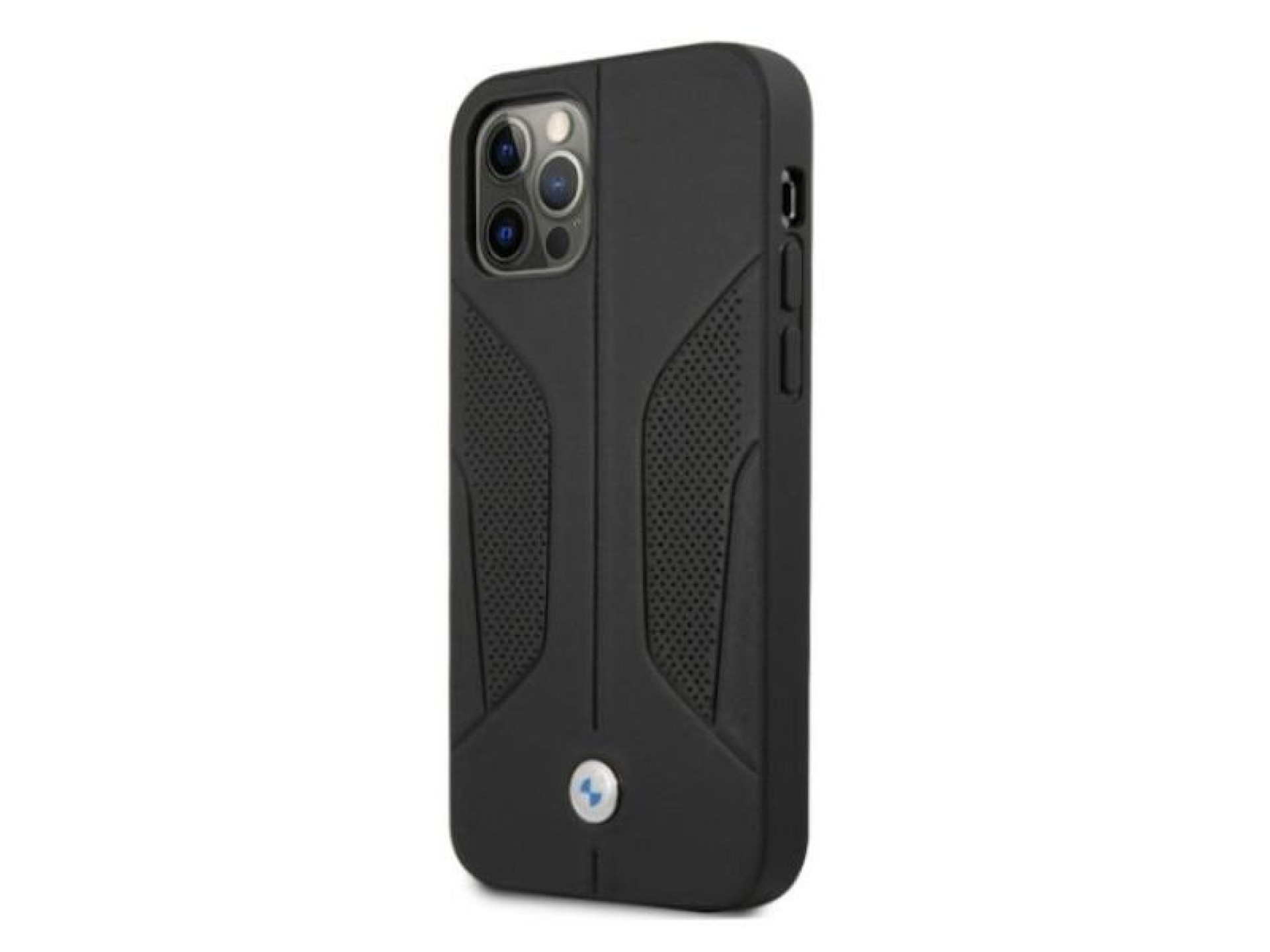 Capa BMW em couro perfurado com laterais para iPhone 12 / iPhone 12 Pro - Preta