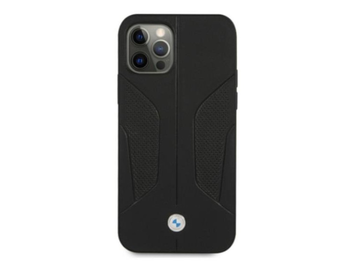 Capa BMW em couro perfurado com laterais para iPhone 12 / iPhone 12 Pro - Preta