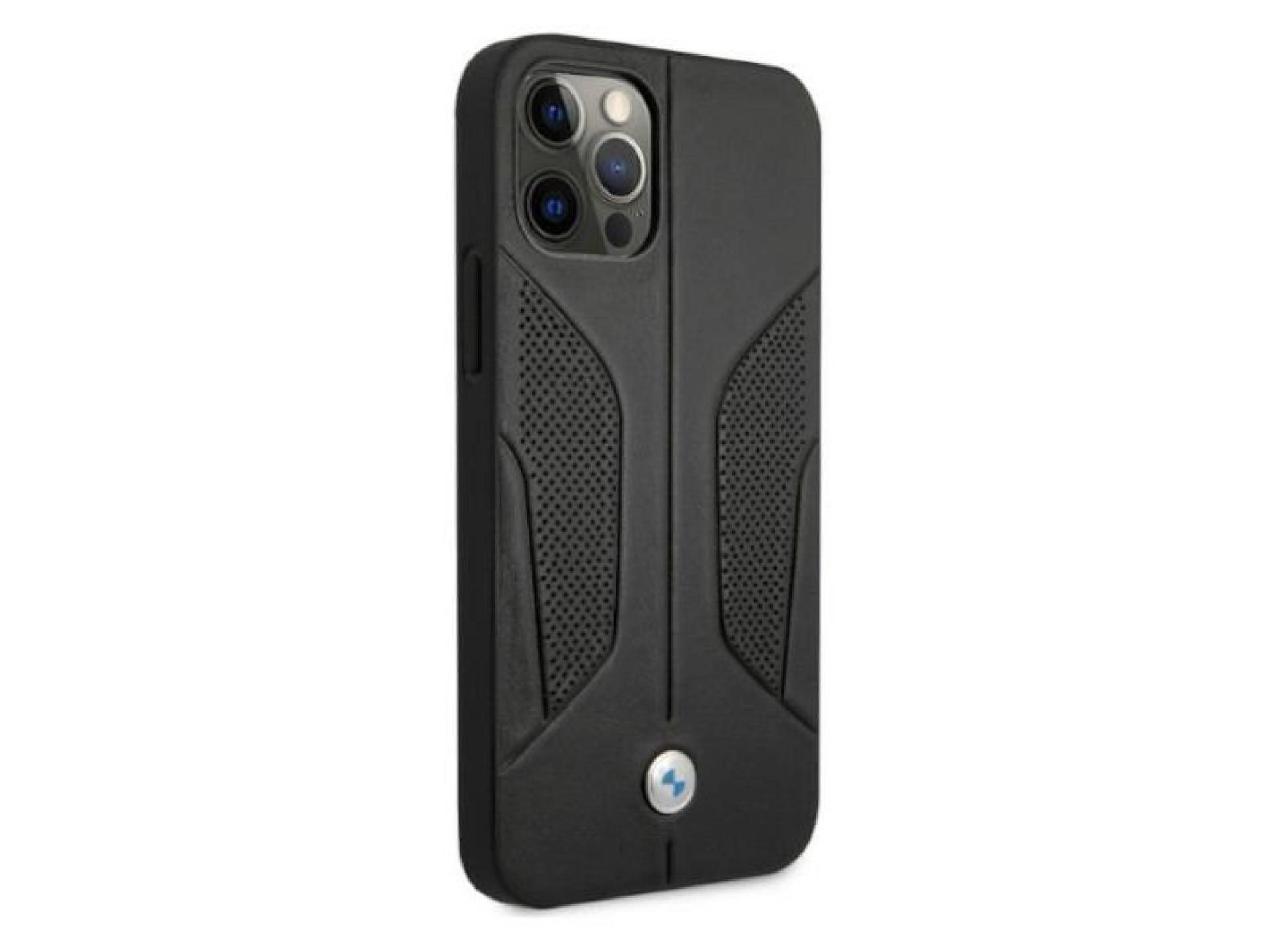 Capa BMW em couro perfurado com laterais para iPhone 12 / iPhone 12 Pro - Preta