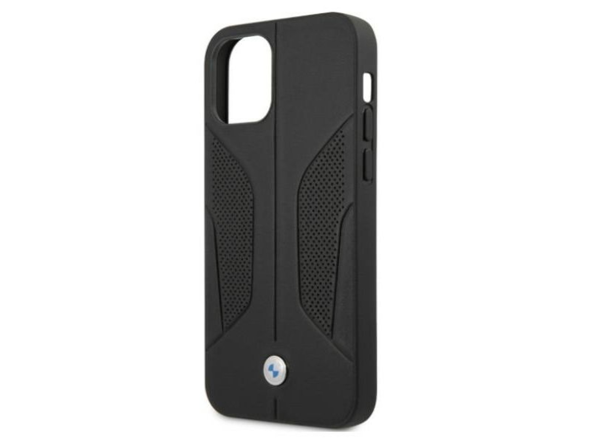 Capa BMW em couro perfurado com laterais para iPhone 12 / iPhone 12 Pro - Preta