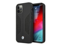 Capa BMW em couro perfurado com laterais para iPhone 12 Pro Max - Preta Capa BMW em couro perfurado com laterais para iPhone 12 Pro Max - Preta