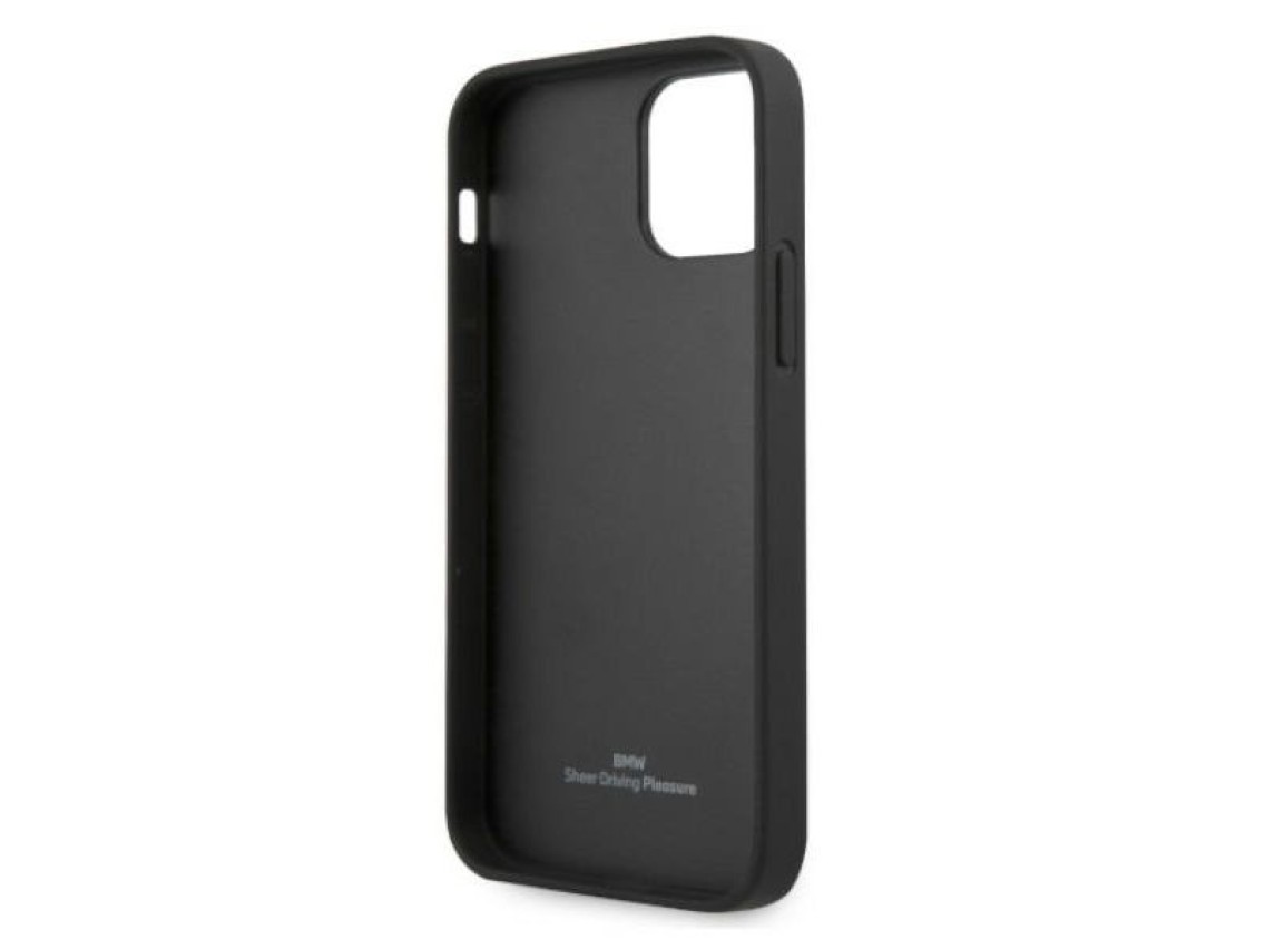 Capa BMW em couro perfurado com laterais para iPhone 12 Pro Max - Preta