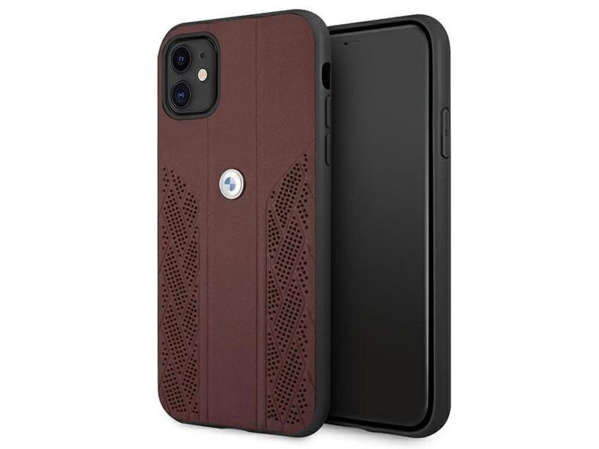 BMW Leather Curve Perforate Case for iPhone 11 / Xr - Red