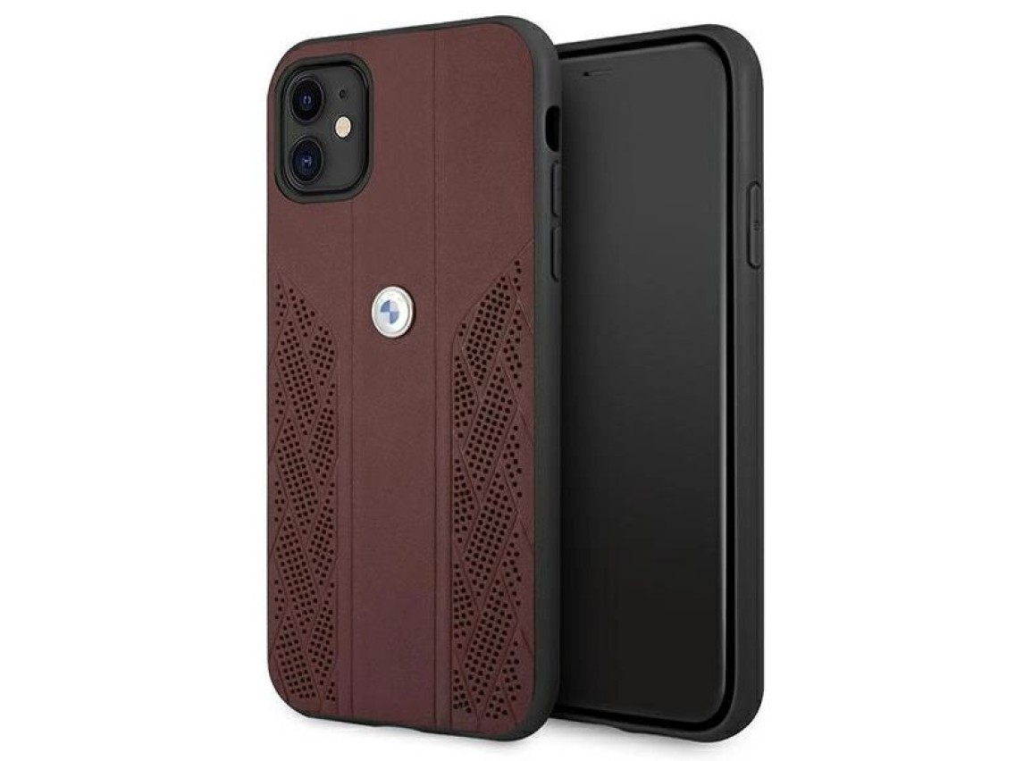 BMW Leather Curve Perforate Case for iPhone 11 / Xr - Red