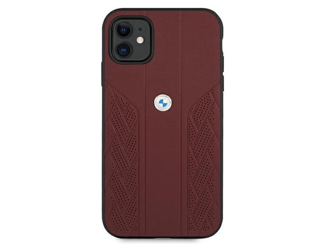 BMW Leather Curve Perforate Case for iPhone 11 / Xr - Red