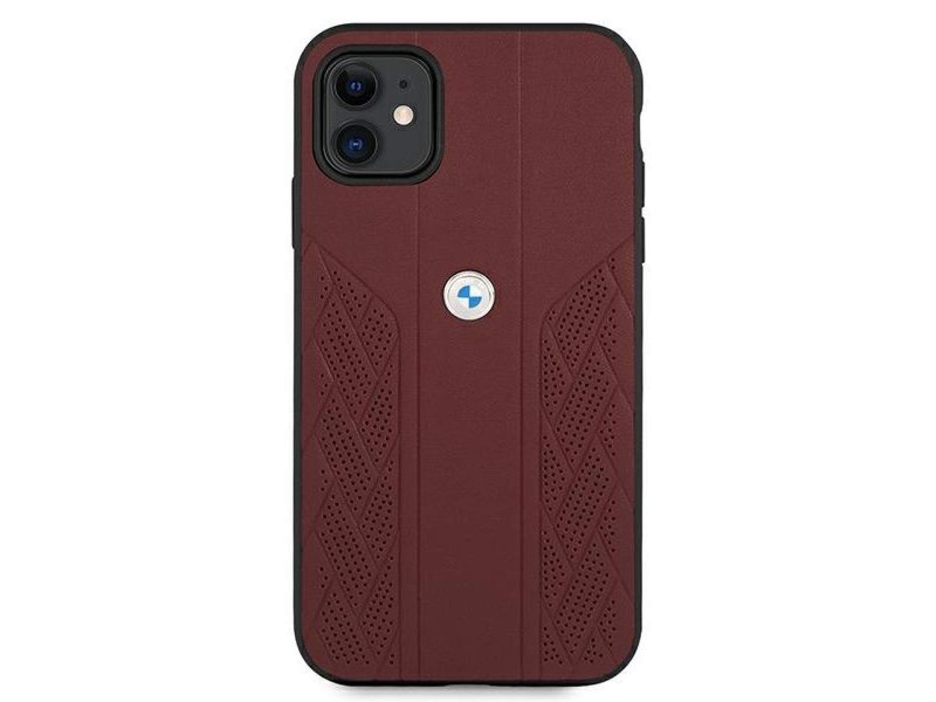 BMW Leather Curve Perforate Case for iPhone 11 / Xr - Red