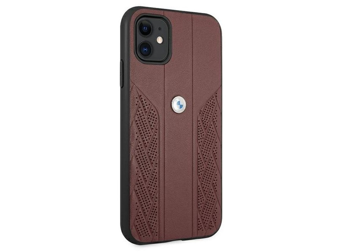 BMW Leather Curve Perforate Case for iPhone 11 / Xr - Red