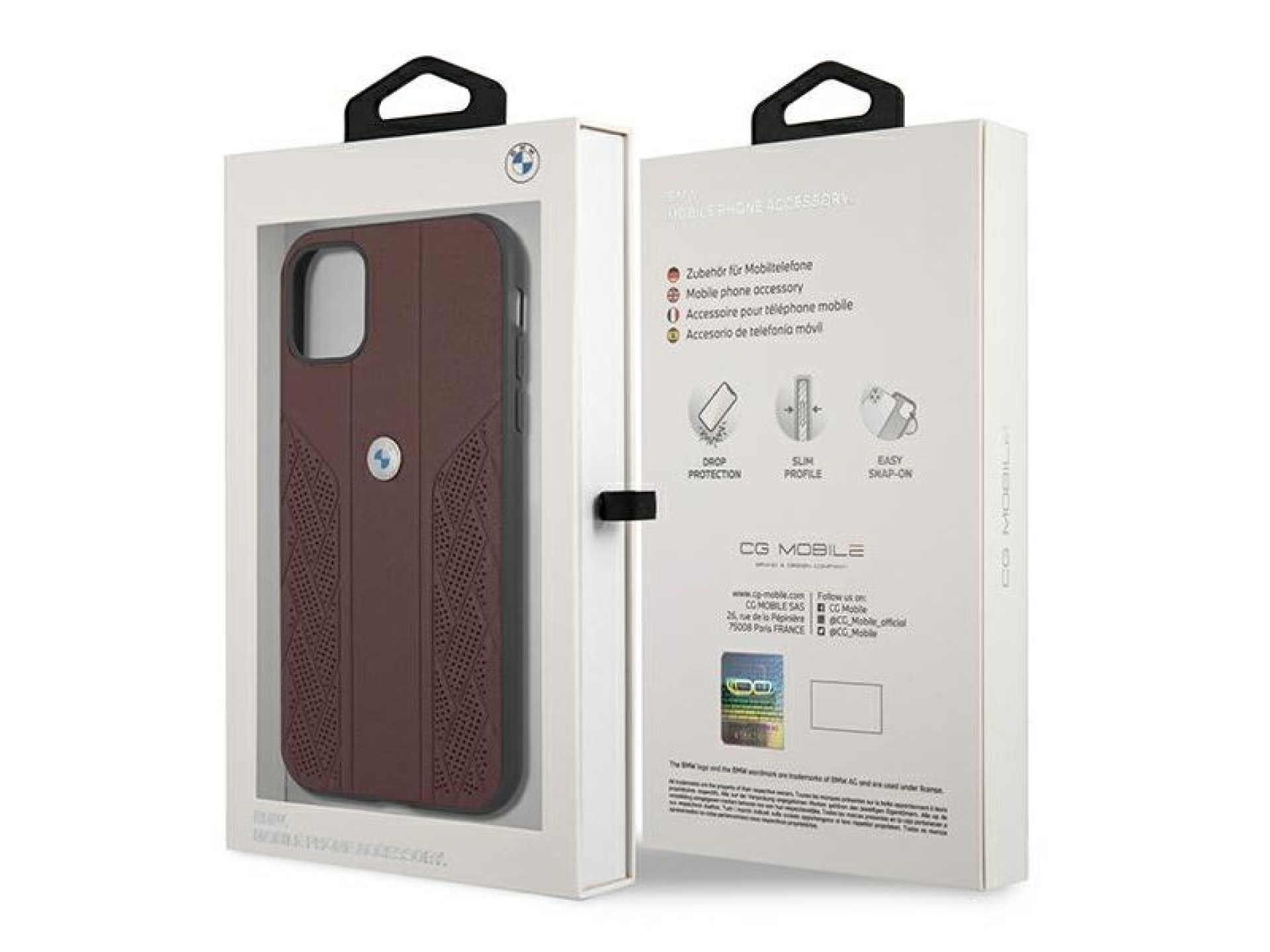 BMW Leather Curve Perforate Case for iPhone 11 / Xr - Red