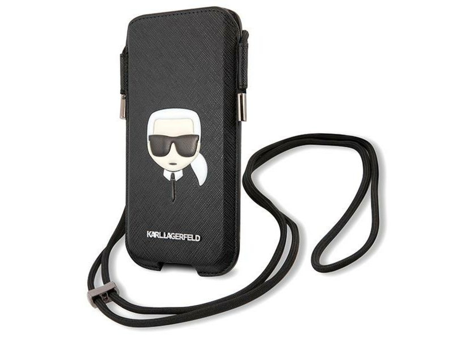 Karl Lagerfeld Saffiano Ikonik Karl's Head Handbag - Black