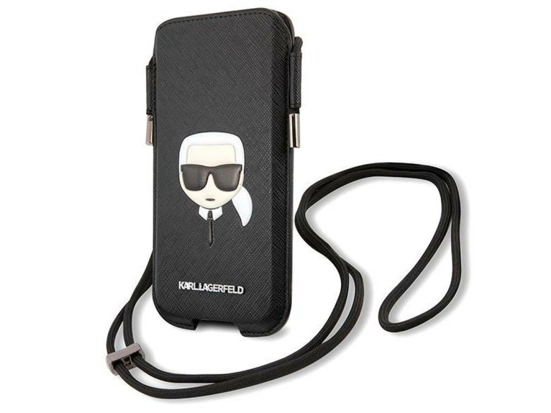 Karl Lagerfeld Saffiano Ikonik Karl's Head Handbag - Black
