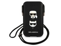 Karl Lagerfeld Saffiano Ikonik Karl&Choupette Head 6.7'' Bag - Black