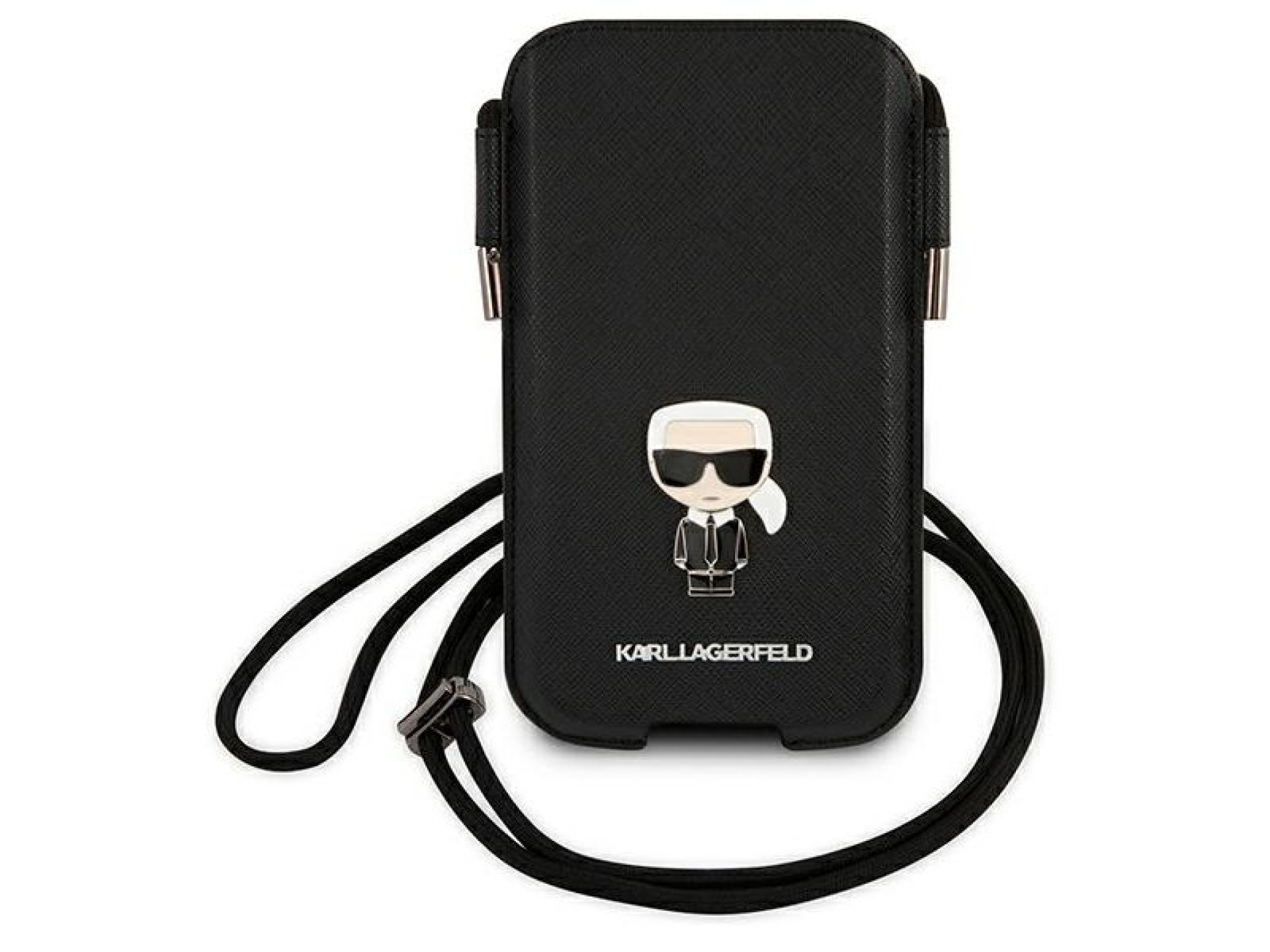 Bolsa Karl Lagerfeld Saffiano Ikonik Karl 6.1'' - preta