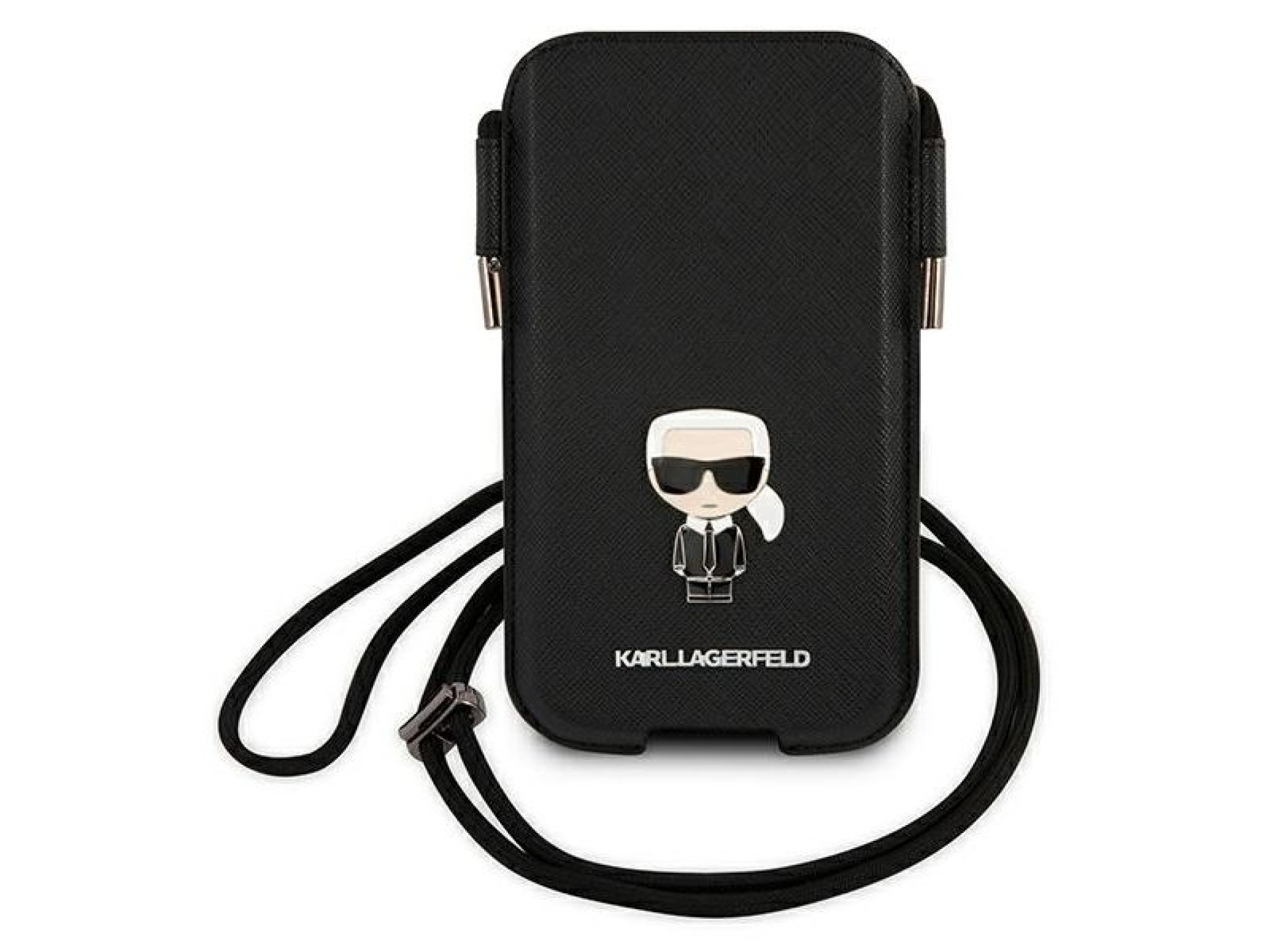 Bolsa Karl Lagerfeld Saffiano Ikonik Karl 6.7'' - preta