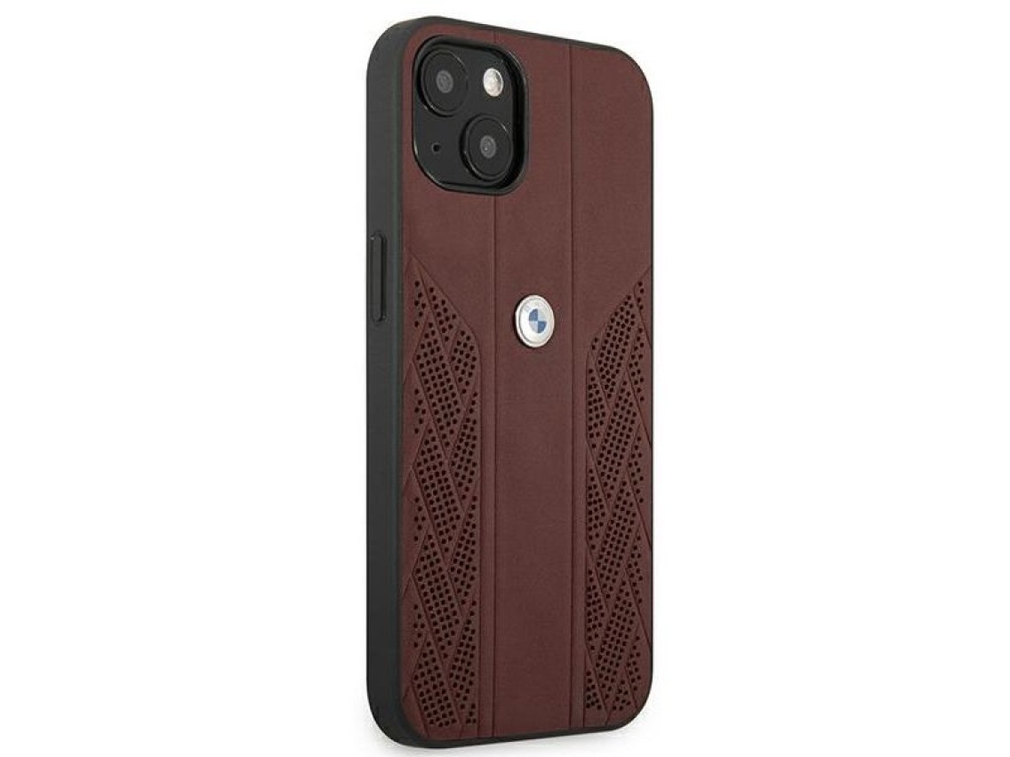 Capa BMW em couro perfurado com curvatura para iPhone 13 mini - Vermelha