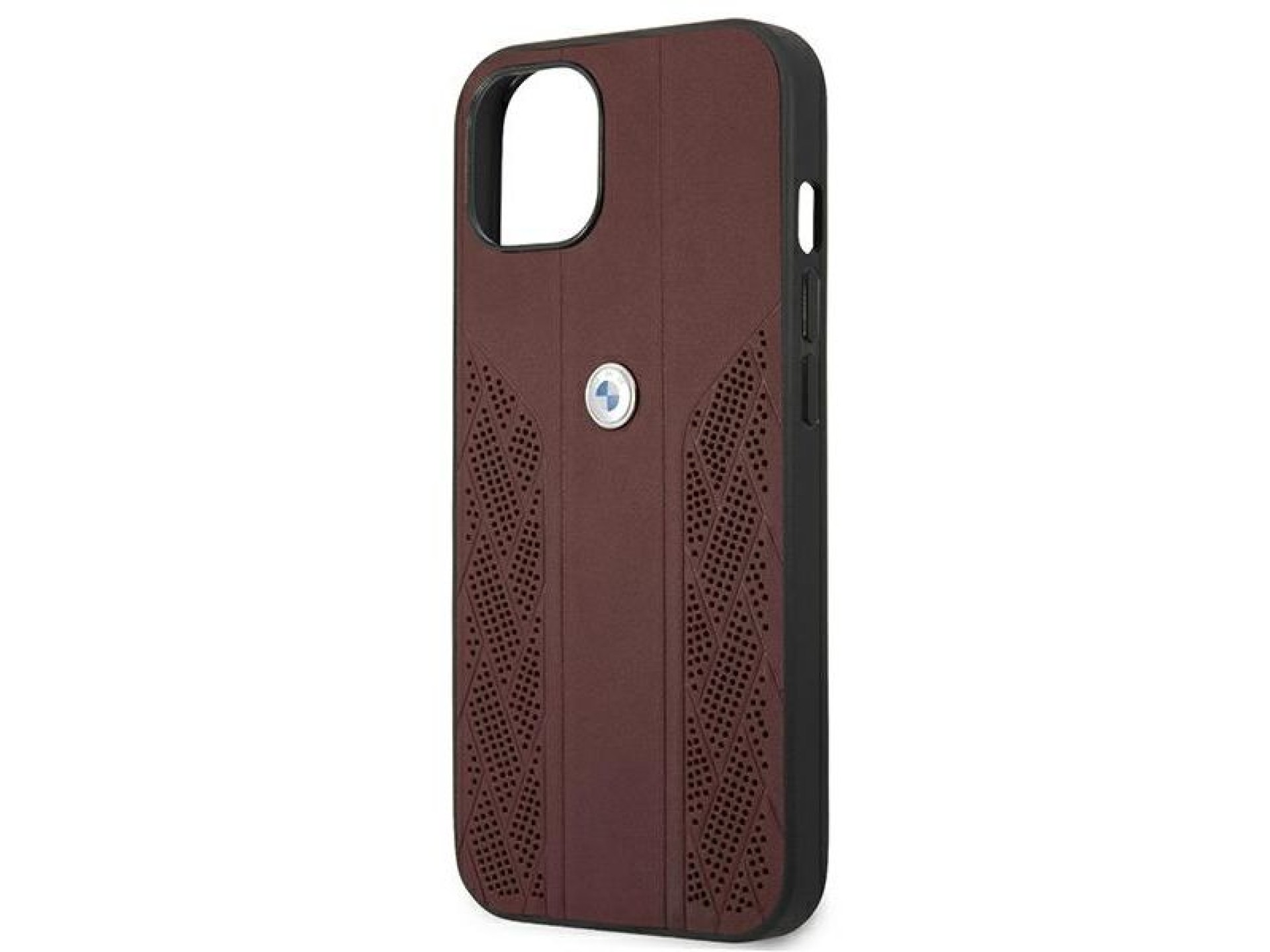 BMW Leather Curve Perforate Case for iPhone 13 - Red