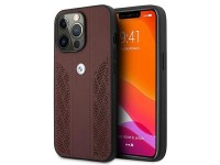Capa BMW em couro perfurado com curvatura para iPhone 13 Pro / iPhone 13 - Vermelha