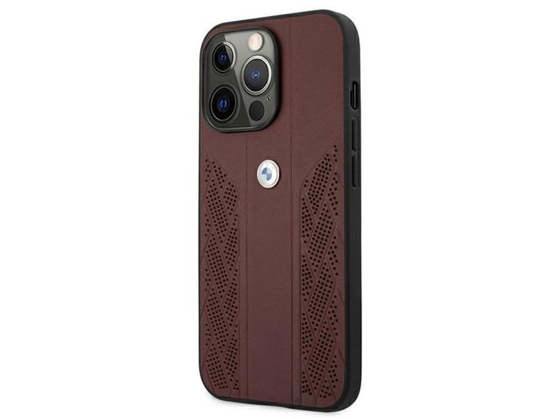 Capa BMW em couro perfurado com curvatura para iPhone 13 Pro / iPhone 13 - Vermelha