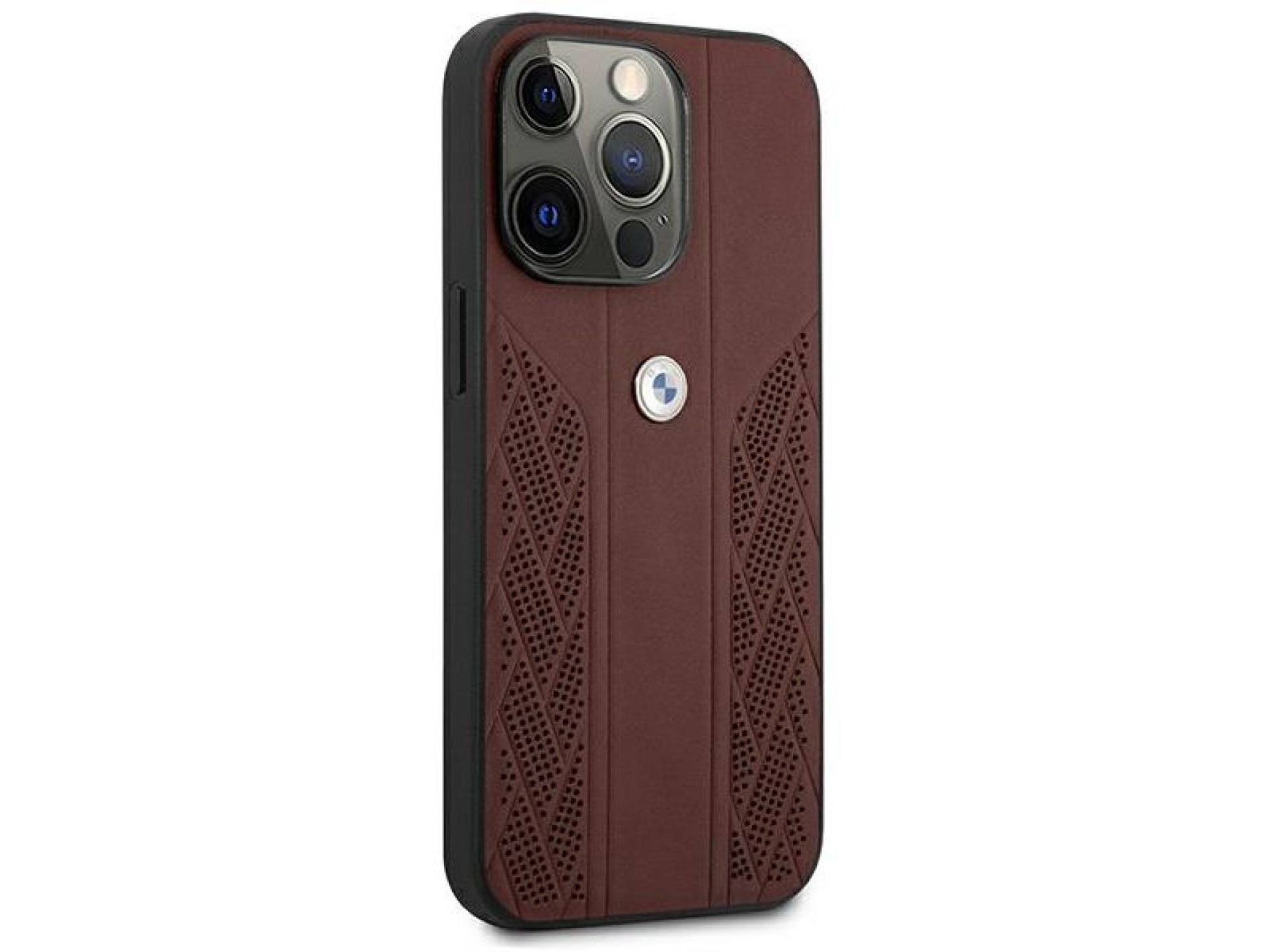 Capa BMW em couro perfurado com curvatura para iPhone 13 Pro / iPhone 13 - Vermelha