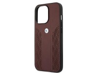 Capa BMW em couro perfurado com curvatura para iPhone 13 Pro / iPhone 13 - Vermelha