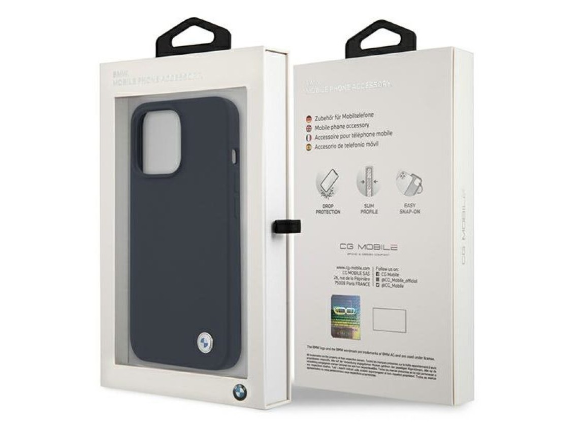 Funda de silicona BMW Signature para iPhone 13 Pro Max de 6,7" - Azul marino