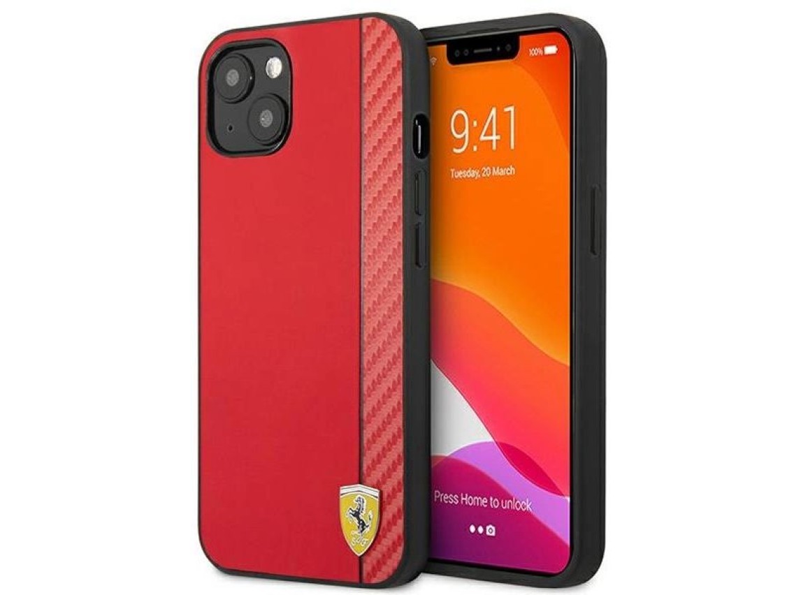 Ferrari FESAXHCP13SRE iPhone 13 mini 5.4" red/red hardcase On Track Carbon Stripe