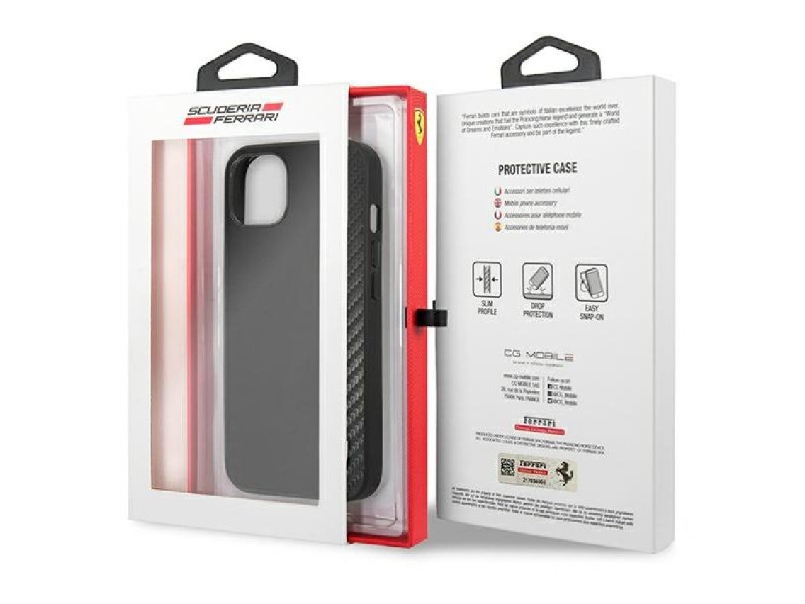 Ferrari FESAXHCP13SBK iPhone 13 mini 5.4" black/black hardcase On Track Carbon Stripe