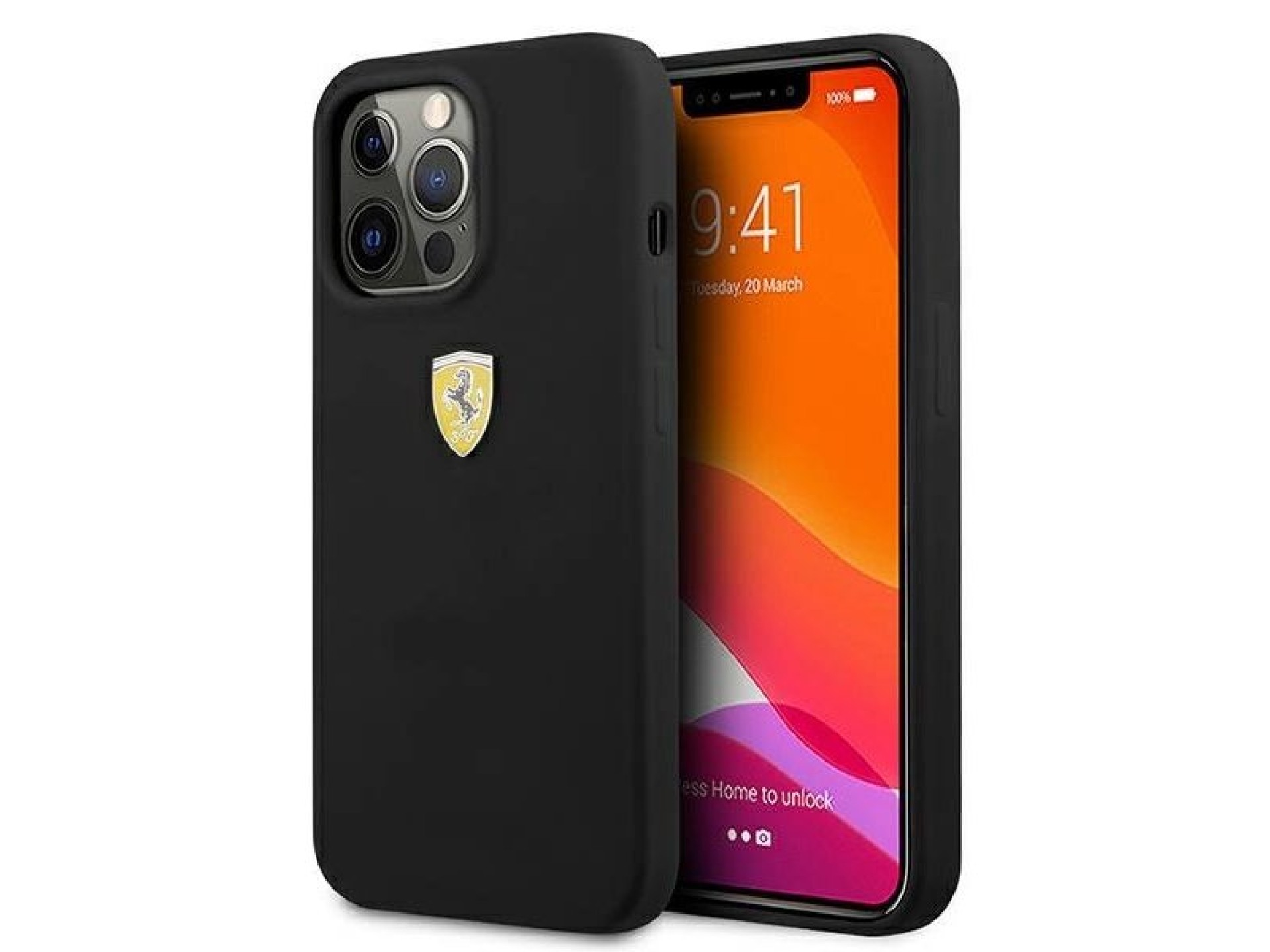 Capa rígida de silicone Ferrari FESSIHCP13LBK para iPhone 13 Pro / 13 6.1