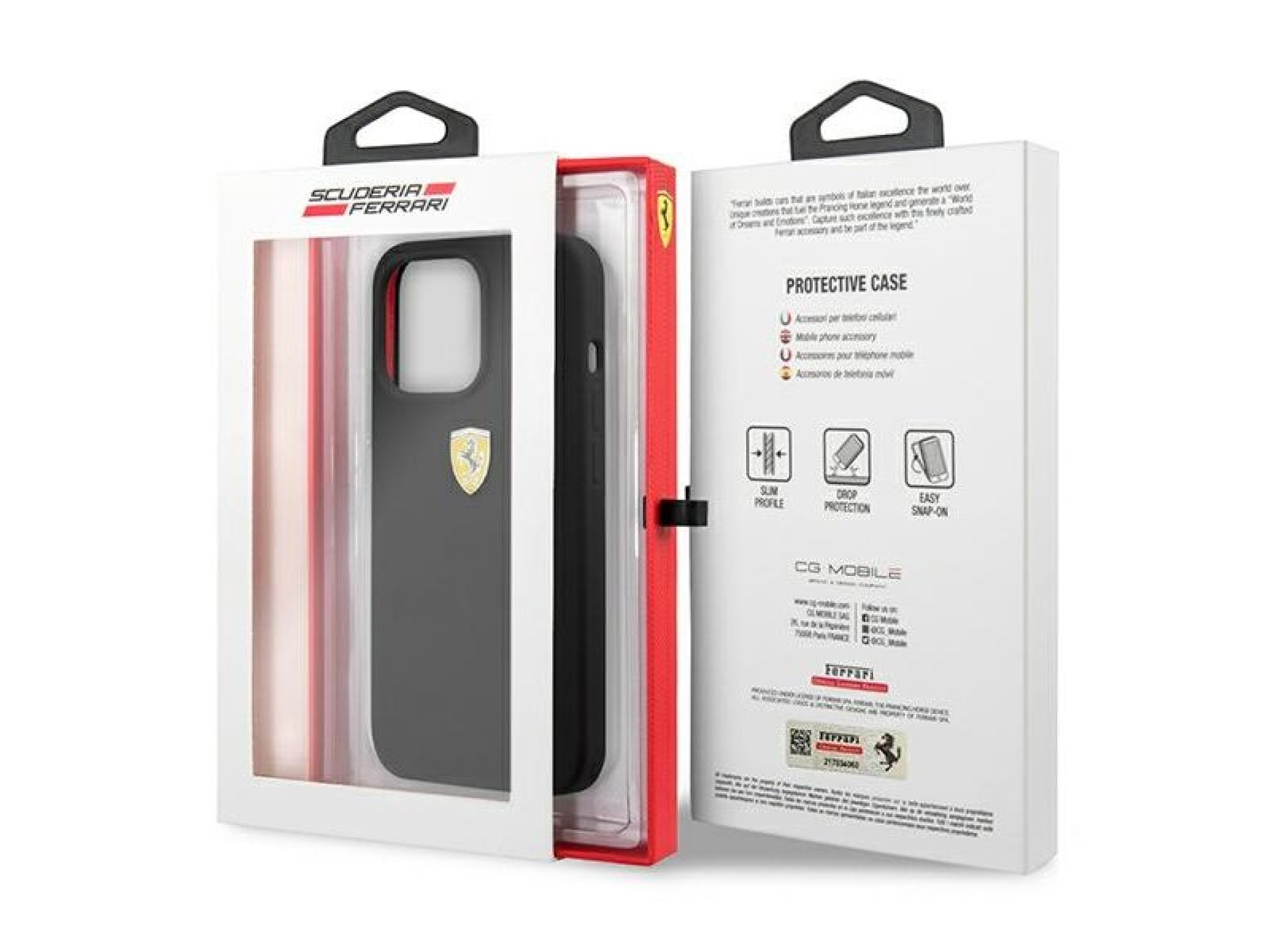 Capa rígida de silicone Ferrari FESSIHCP13LBK para iPhone 13 Pro / 13 6.1