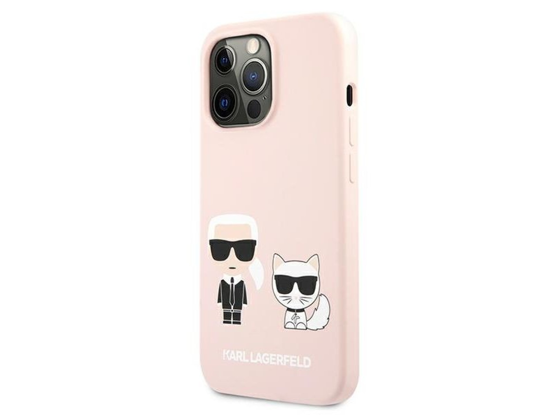 Capa de silicone Karl Lagerfeld Karl&Choupette para iPhone 13 Pro / iPhone 13 - Rosa Claro