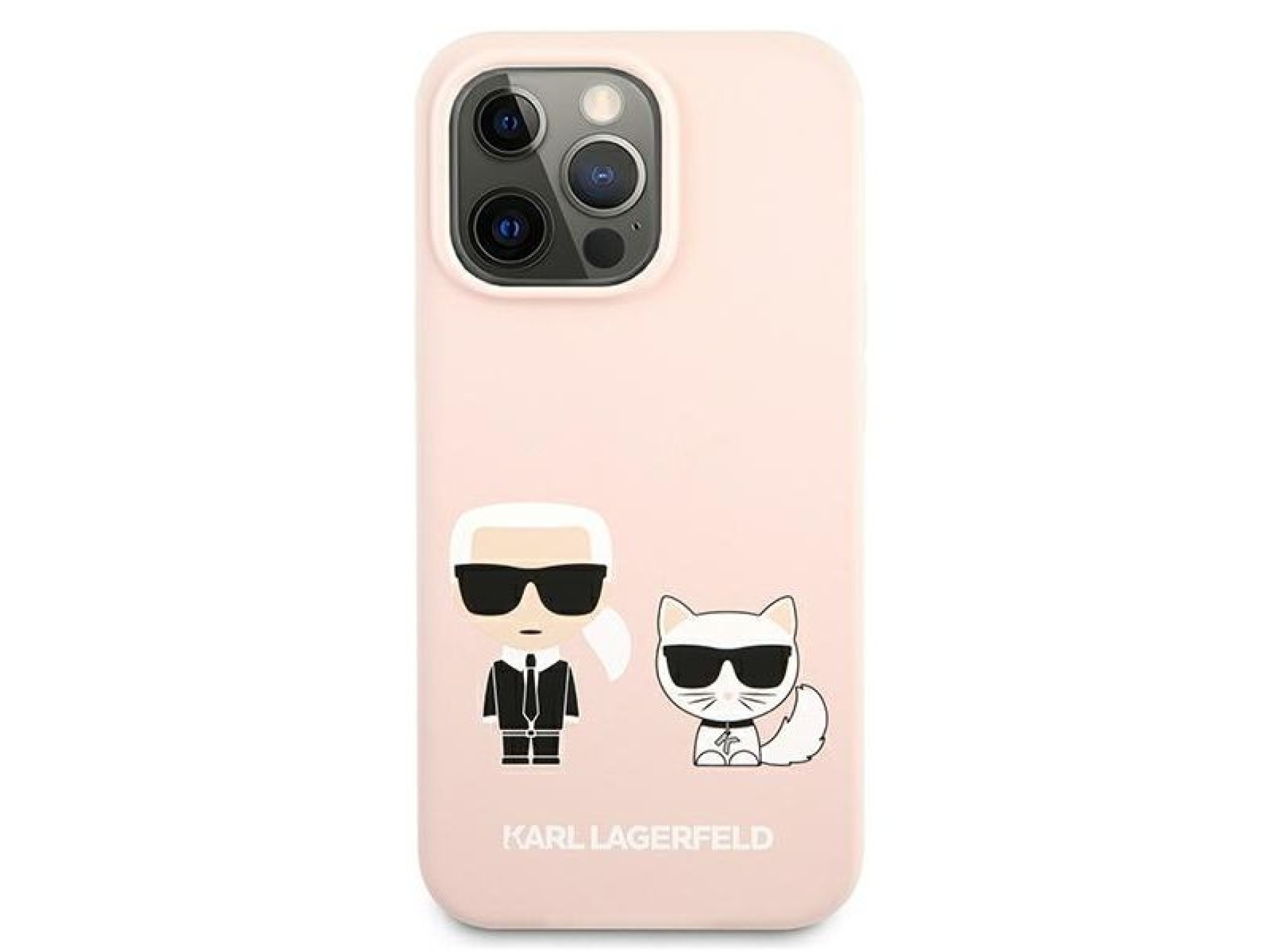 Capa de silicone Karl Lagerfeld Karl&Choupette para iPhone 13 Pro / iPhone 13 - Rosa Claro