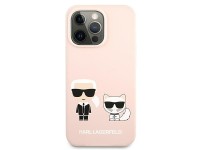Capa de silicone Karl Lagerfeld Karl&Choupette para iPhone 13 Pro / iPhone 13 - Rosa Claro