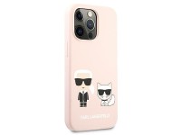 Capa de silicone Karl Lagerfeld Karl&Choupette para iPhone 13 Pro / iPhone 13 - Rosa Claro