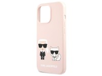 Capa de silicone Karl Lagerfeld Karl&Choupette para iPhone 13 Pro / iPhone 13 - Rosa Claro