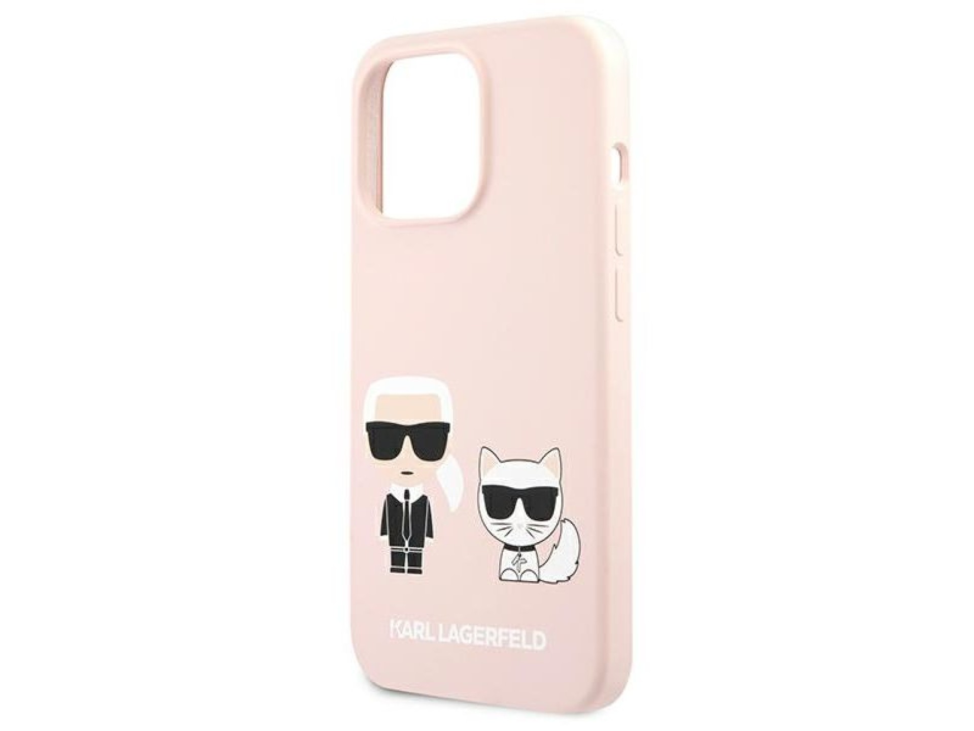 Capa de silicone Karl Lagerfeld Karl&Choupette para iPhone 13 Pro / iPhone 13 - Rosa Claro