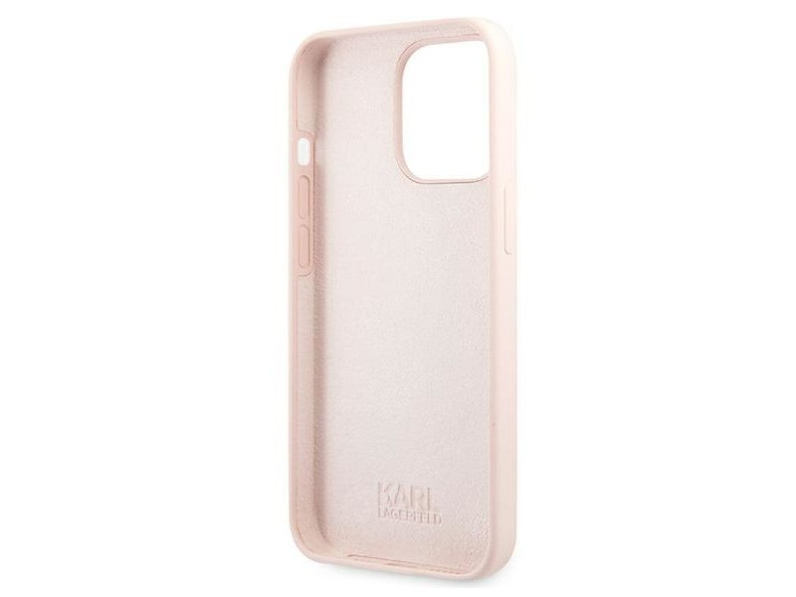 Capa de silicone Karl Lagerfeld Karl&Choupette para iPhone 13 Pro / iPhone 13 - Rosa Claro