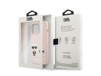 Capa de silicone Karl Lagerfeld Karl&Choupette para iPhone 13 Pro / iPhone 13 - Rosa Claro