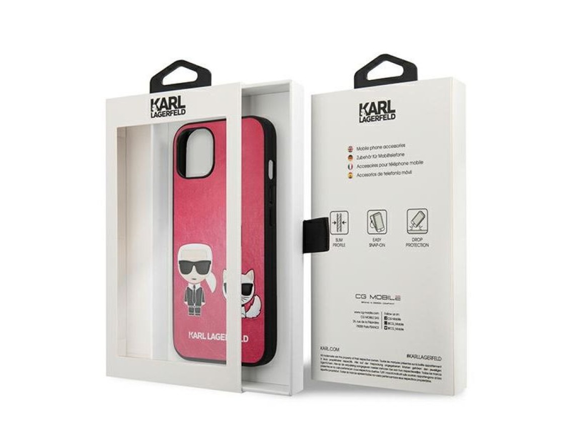 Karl Lagerfeld Ikonik Karl&Choupette iPhone 13 mini case - fuchsia