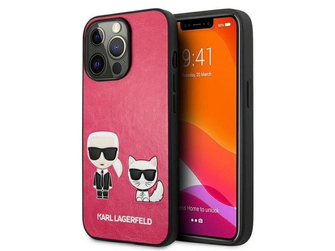 Karl Lagerfeld Ikonik Karl&Choupette Case for iPhone 13 Pro / iPhone 13 - Fuchsia