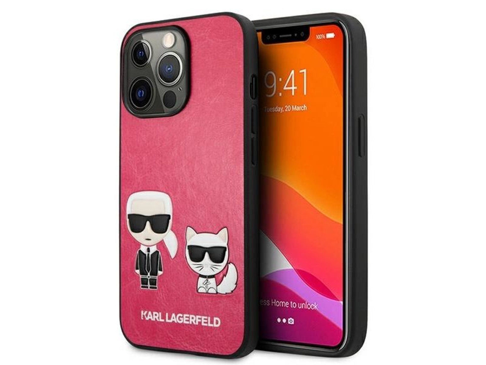 Karl Lagerfeld Ikonik Karl&Choupette Case for iPhone 13 Pro / iPhone 13 - Fuchsia