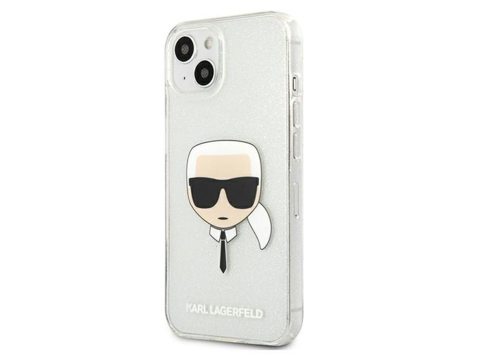 Capa Karl Lagerfeld Glitter Karl's Head para iPhone 13 mini - prata