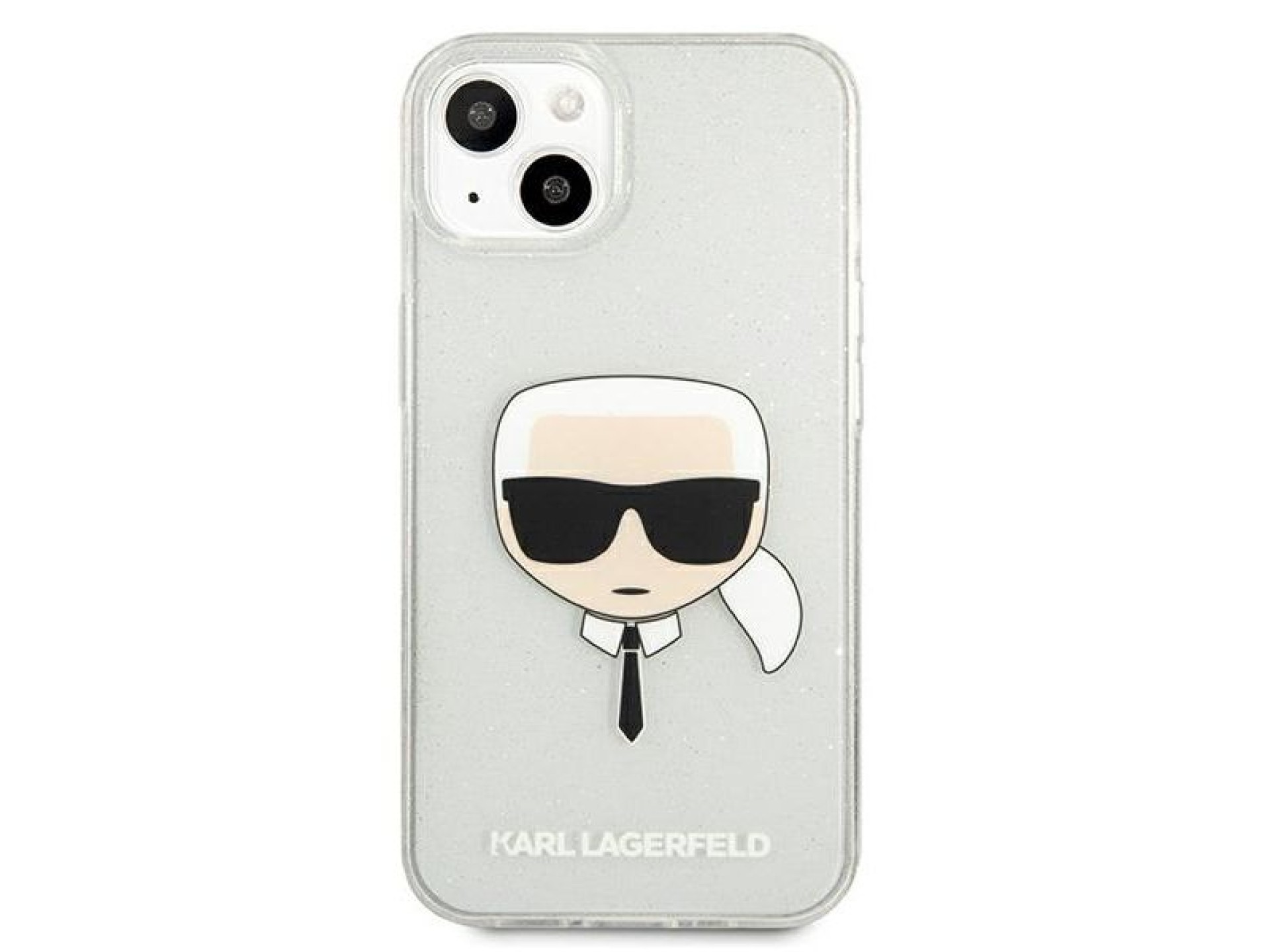 Capa Karl Lagerfeld Glitter Karl's Head para iPhone 13 mini - prata