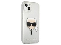Capa Karl Lagerfeld Glitter Karl's Head para iPhone 13 mini - prata Capa Karl Lagerfeld Glitter Karl's Head para iPhone 13 mini - prata