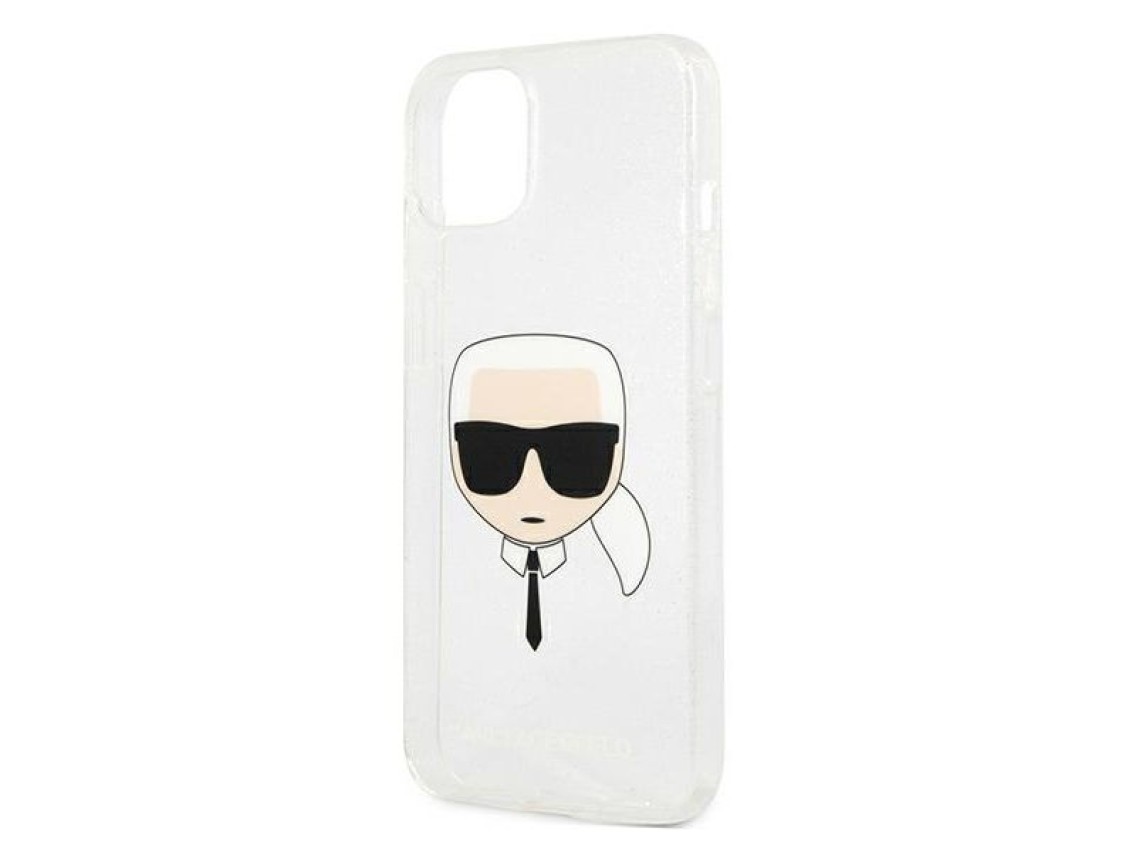 Capa Karl Lagerfeld Glitter Karl's Head para iPhone 13 mini - prata