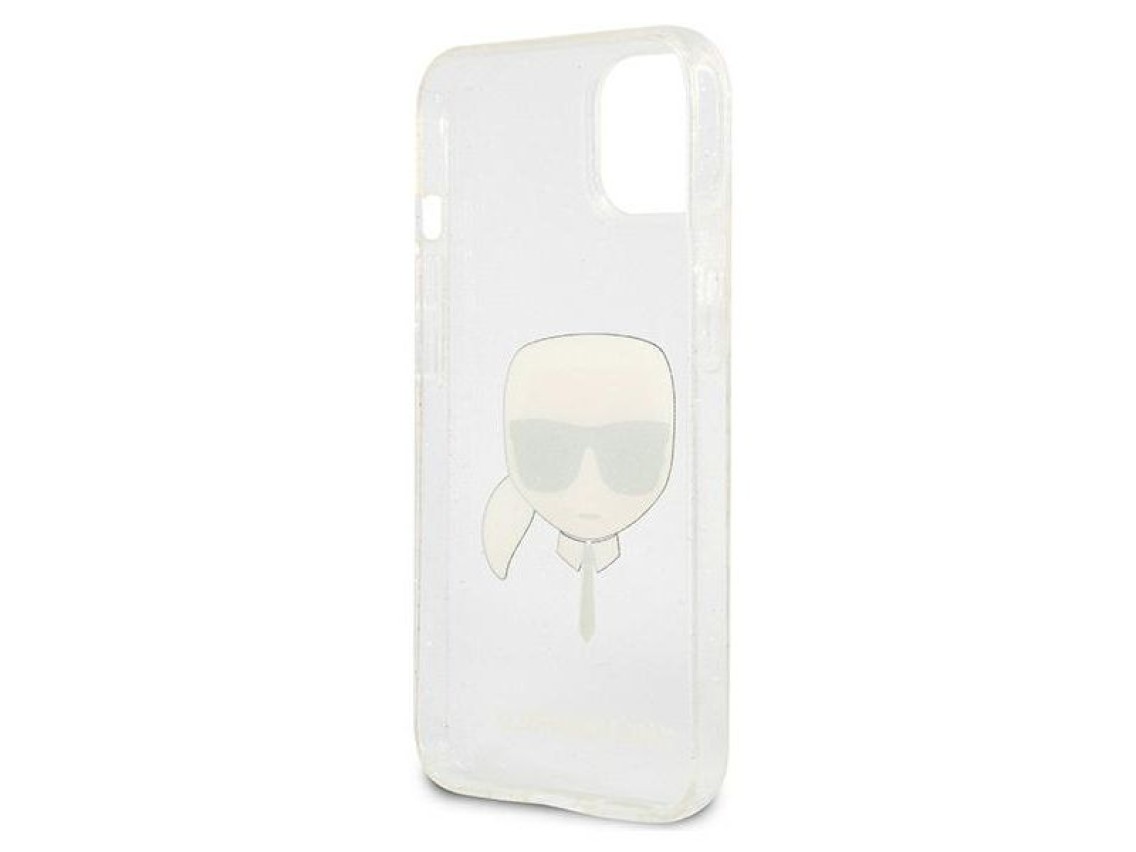 Capa Karl Lagerfeld Glitter Karl's Head para iPhone 13 mini - prata