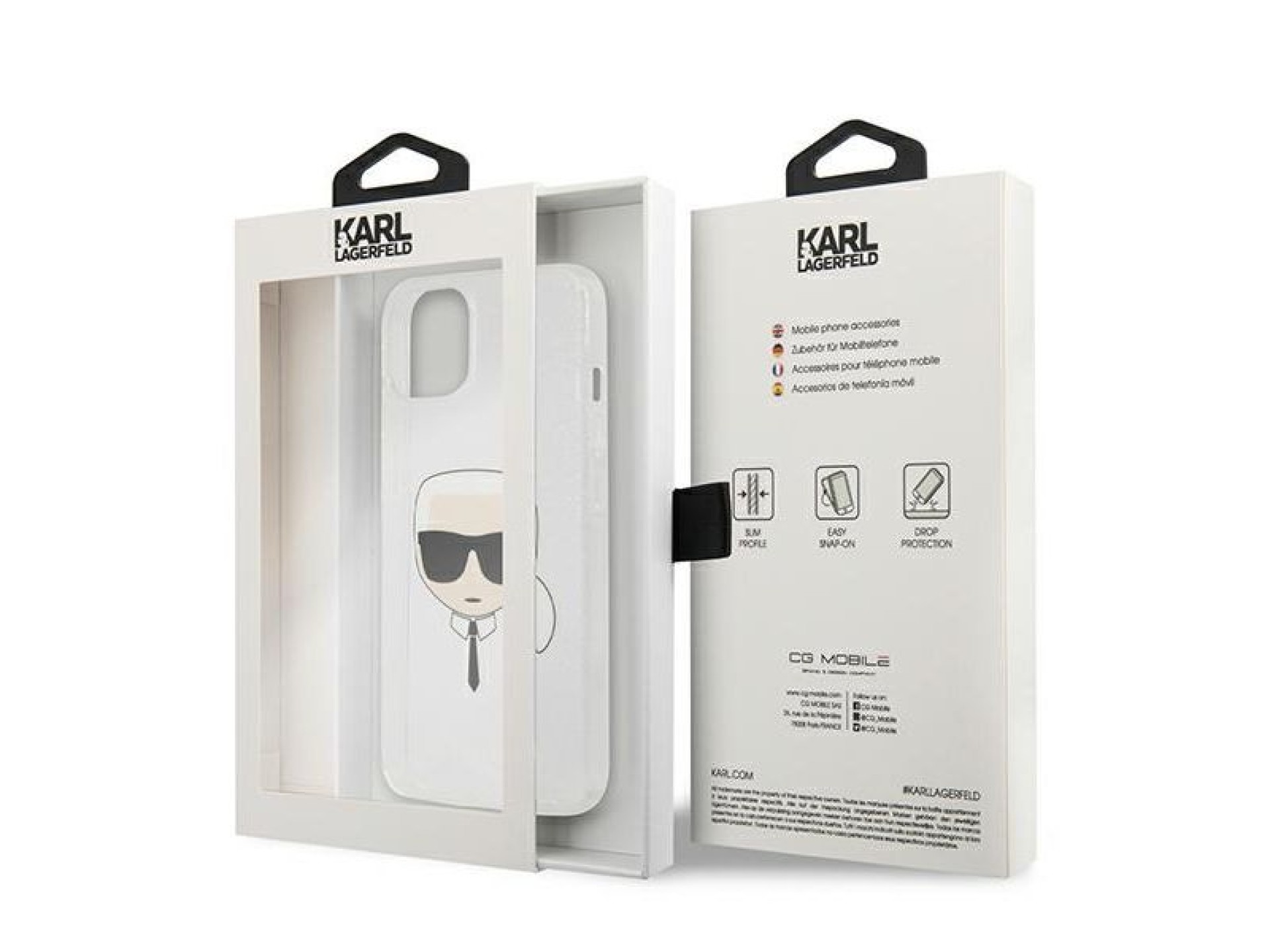 Capa Karl Lagerfeld Glitter Karl's Head para iPhone 13 mini - prata