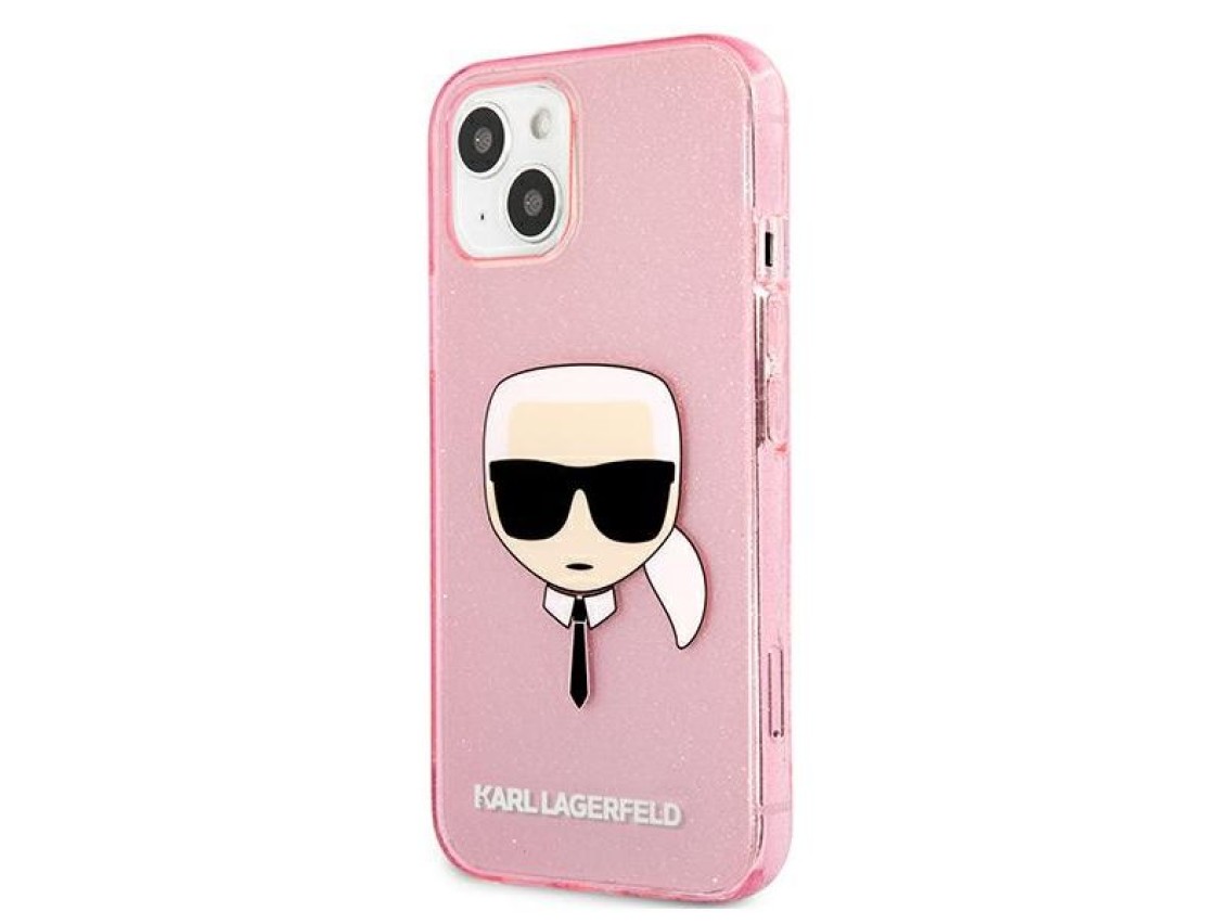 Karl Lagerfeld Glitter Karl's Head Case for iPhone 13 mini - Pink