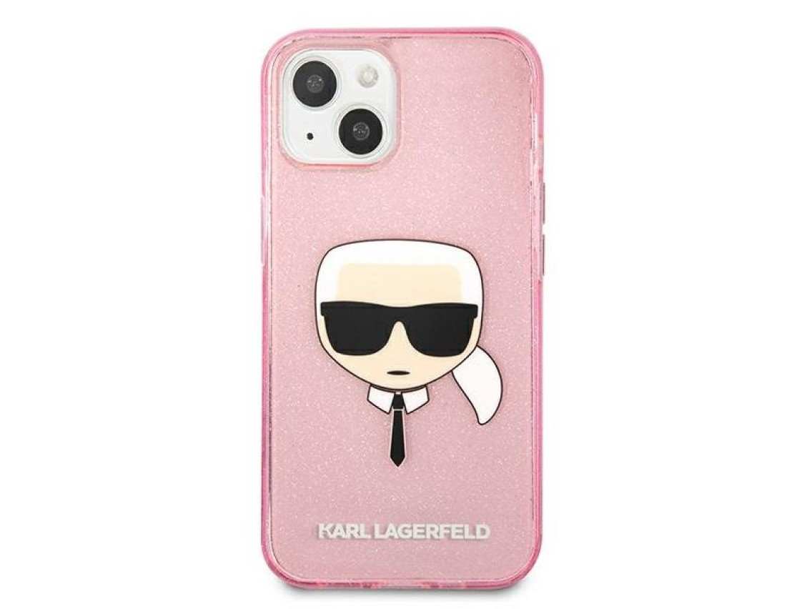 Karl Lagerfeld Glitter Karl's Head Case for iPhone 13 mini - Pink